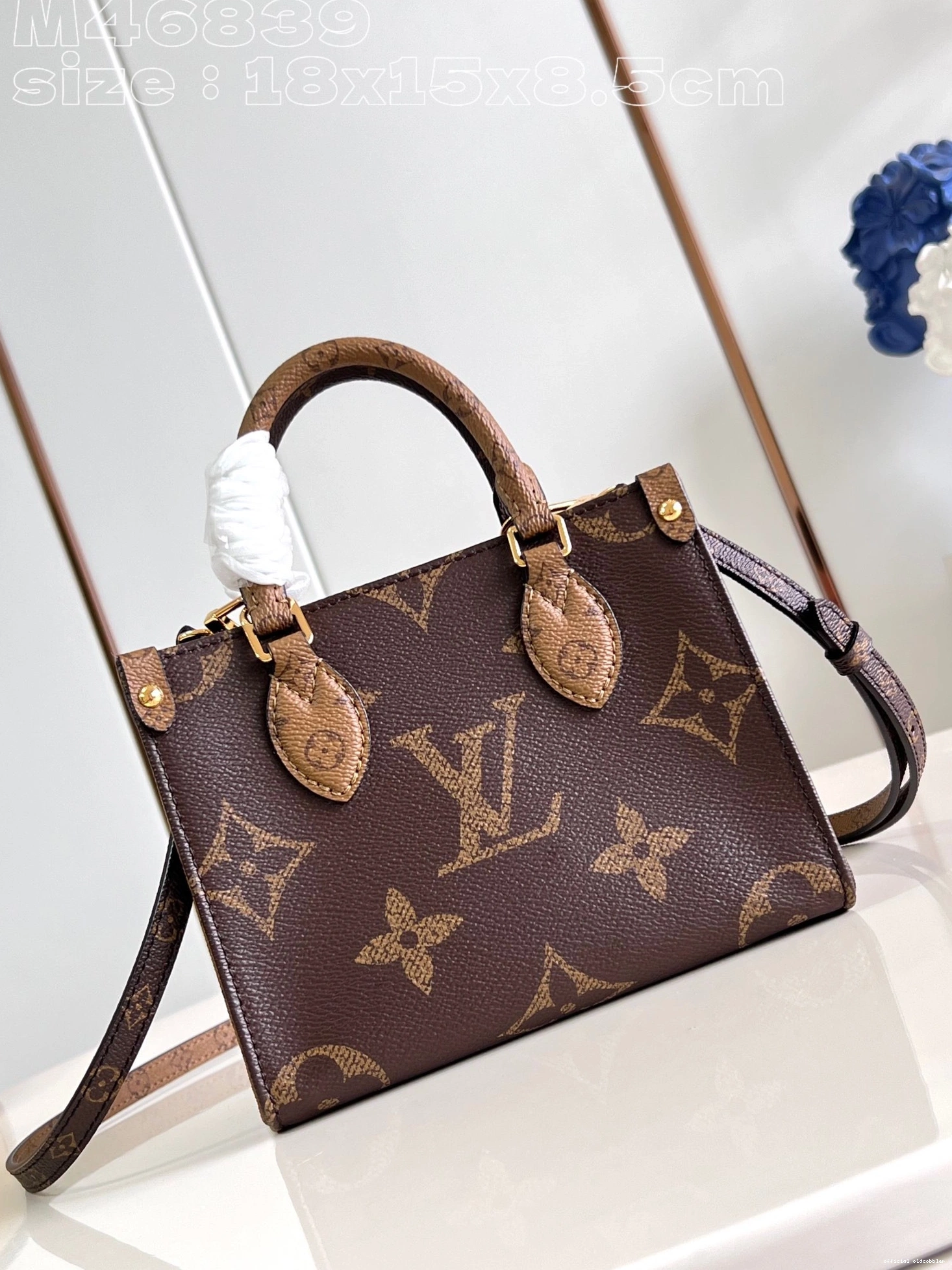 Official oldcobbler BB-18*15*8.5cm VUITTON ONTHEGO LOUIS 0802